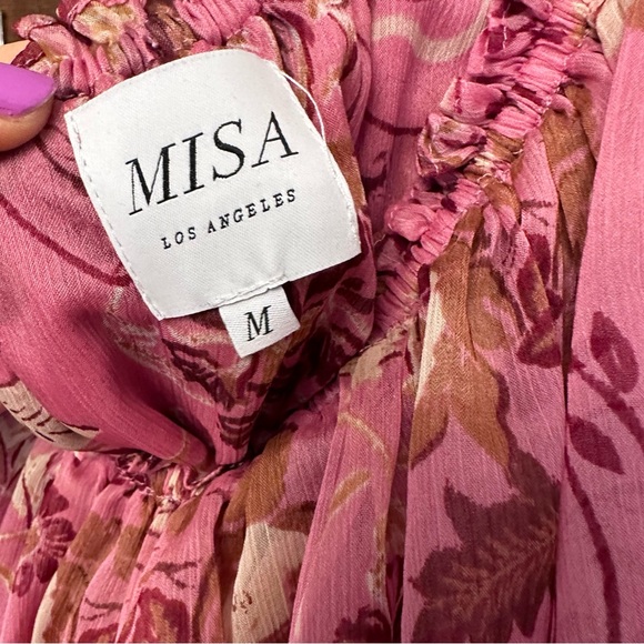 Misa Los Angeles Vola Dress in Cristobal Mirror Flora One Shoulder Ruffle Medium - Picture 6 of 9